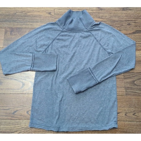 Sundance Gray Mockneck Layering Long Sleeve Top Sz M Thumbhole Cuff Minimalist - Picture 2 of 9